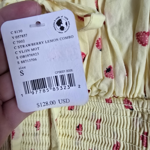 Free People, New, Lavender Daze Strawberry Lemon Smocked Midi Dress, Size Small - Picture 10 of 14